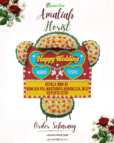 Karangan Papan Bunga Pernikahan di Pagak